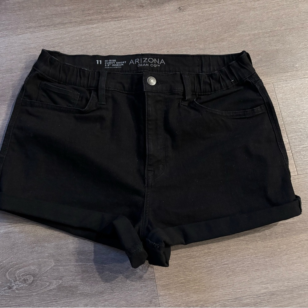 Arizona Jean Company Black Cuffed High-Rise Denim Shorts